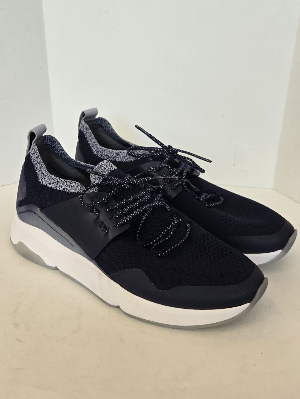 Cole Haan Navy Knit Slip-On Athletic Sneakers with Gray Collar